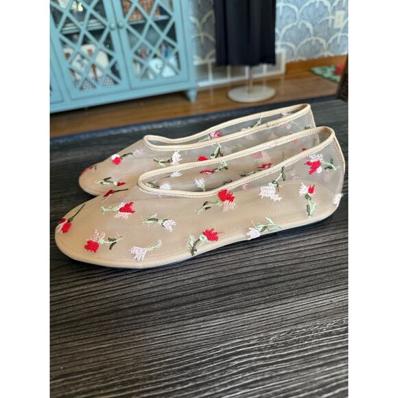 Abing Wang Sheer Flower Flats with Leather Trim Sz. 41 - Picture 7 of 7